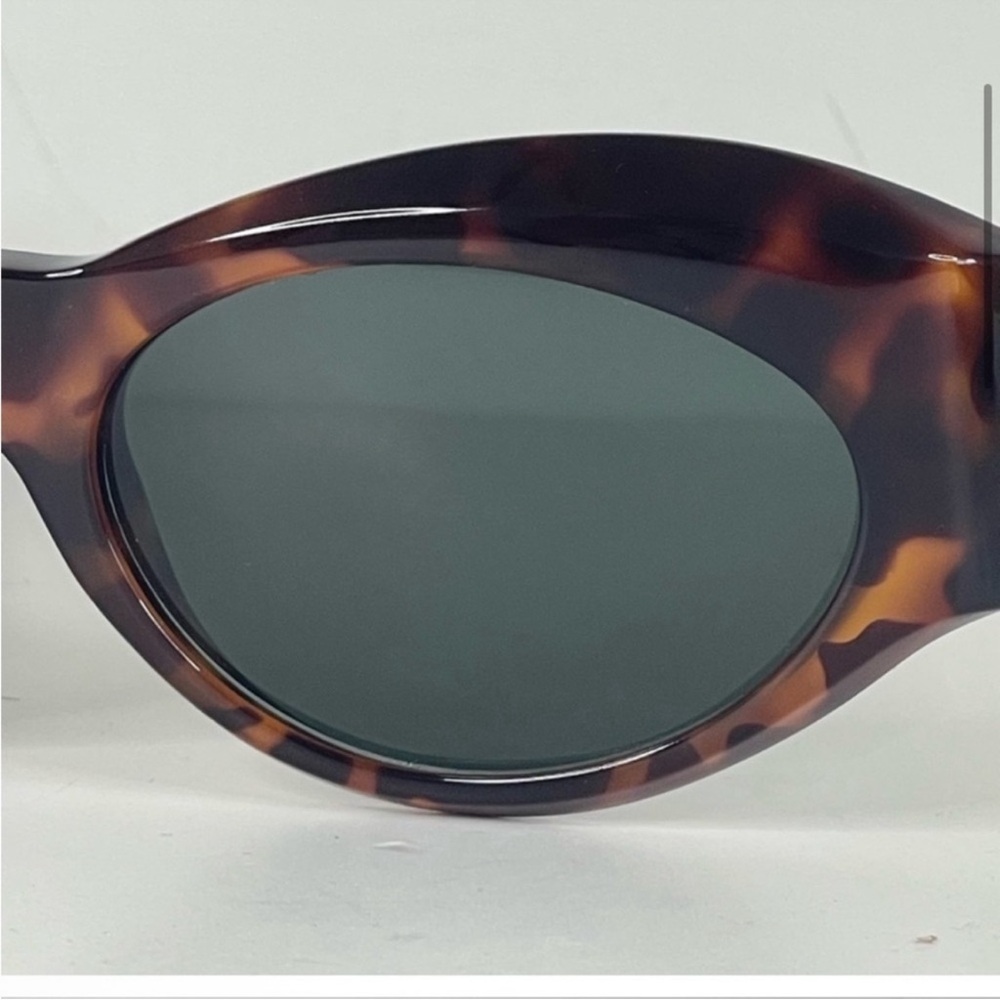 Versace Tortoiseshell Oval Sunglasses with Dark Green Lenses - Picture 6 of 15